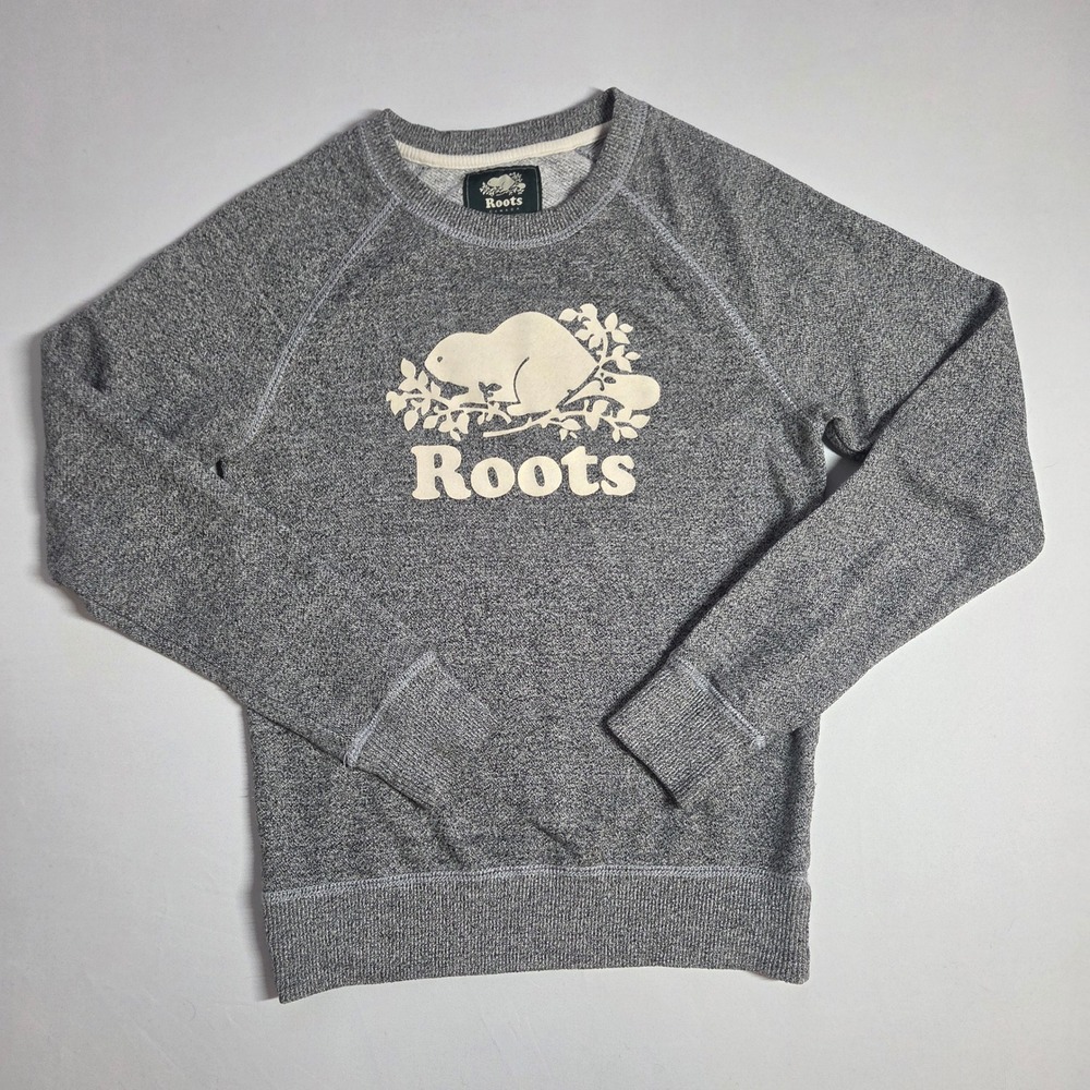 Roots Kids Salt and Pepper Beaver Logo Crewneck Sweatshirt Grey XXS 150/72A